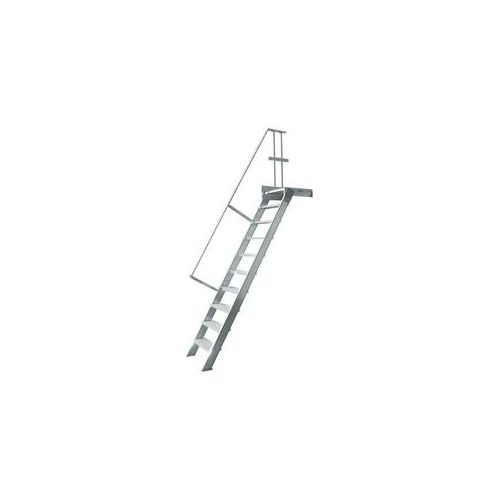 Treppenleiter Hymer stationär mit Podest 18 Stufen 1000 mm 60° Treppenneigung 60° serienmäßig mit einem Handlauf, links