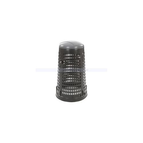 Kunststoffabfallbehälter in Lochoptik Ruff Schwarz Grau aus Kunststoff mit farbigem Deckel und Beutelhalter 110 L