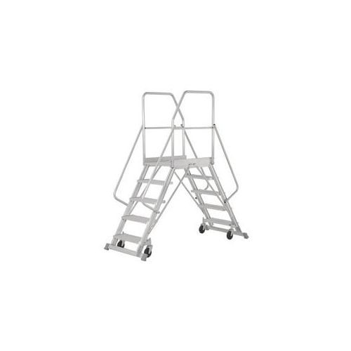 Podestleiter Hymer Podesttreppe 2×4 Stufen beidseitig begehbar, fahrbar, Podestgröße 600×800 mm