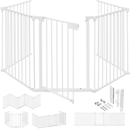 KESSER® Kaminschutzgitter mit Tür Metall Ofenschutzgitter Laufgitter Laufstall Absperrgitter Tierschutzgitter Türschutzgitter für Kinder-Sicherung