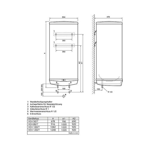 Vaillant VEH 100/7-3 ZWEIKREIS-Wandspeicher eloSTOR pro 0010016659