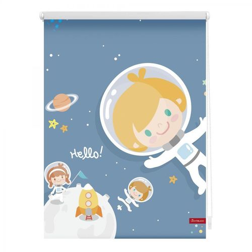 Lichtblick Rollo Klemmfix, ohne Bohren, blickdicht, Astronaut - Blau, 80 x 150 cm (B x L)