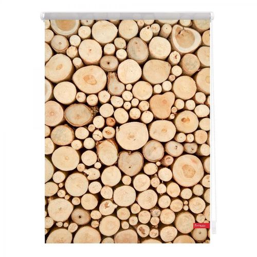 Lichtblick Rollo Klemmfix, ohne Bohren, blickdicht, Holzstapel - Braun, 100 x 150 cm (B x L)