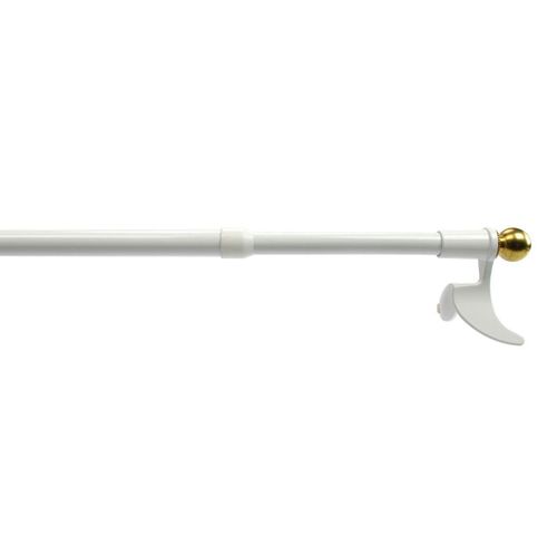 Bistrostange, Scheibengardinenstange Klemmstange 12 mm Ø, weiß/messing, ausziehbar 100-130 cm
