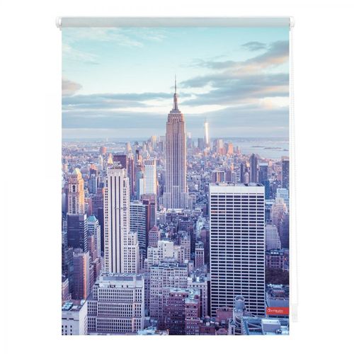 Lichtblick Rollo Klemmfix, ohne Bohren, blickdicht, New York - Blau, 120 cm x 150 cm (B x L)