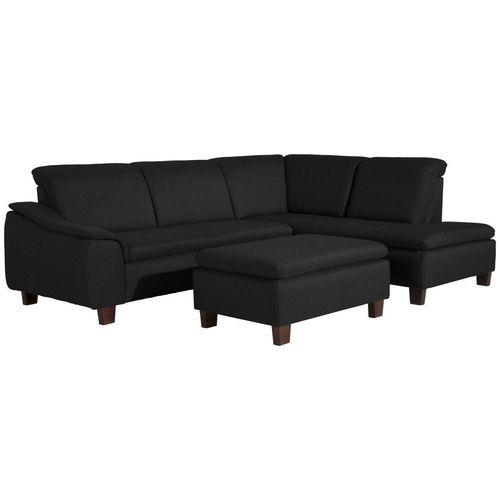 Aaron Sofa 2,5-Sitzer links mit Ecksofa rechts schwarz