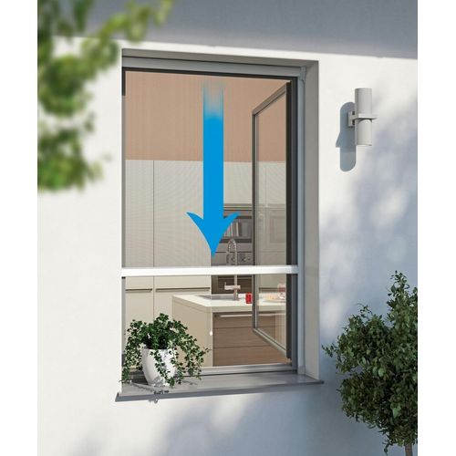 Powertec Alu-Insektenschutz Fenster Rollo 130 x 160, Weiss