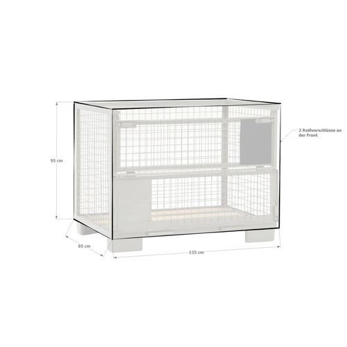 Abdeckhaube Gitterbox 125 x 85 x 95 cm PVC Transparent mit Reißverschluss wasserdicht UV stabil