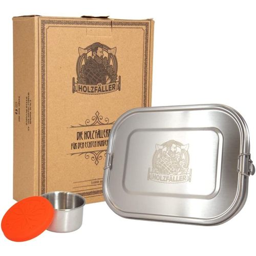 Holzfällerbox Brotdose mit extra Silikonring und Saucenbehälter 1400ml Lunchbox - Camping Wandern Sn