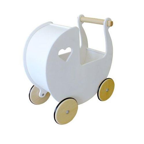 Dänischer Designer Holz-Puppenwagen (weiß) / dolls pram white