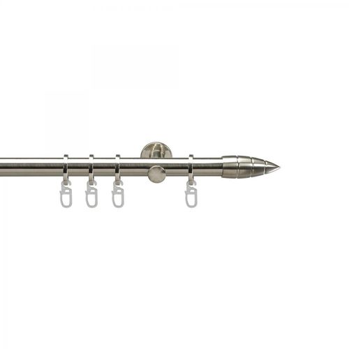 Gardinenstange, Stilgarnitur, Komplettgarnitur - Menorca 20 mm 1-läufig, 120 cm, edelstahl-optik