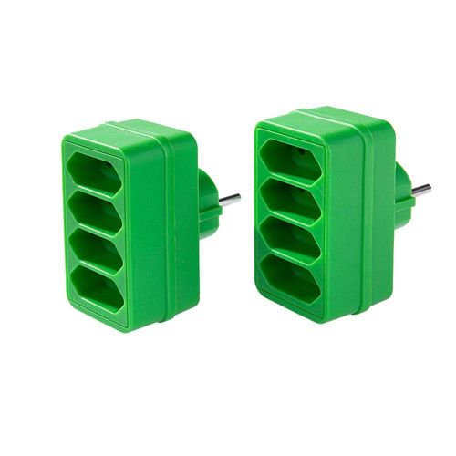 4-fach Steckdosenadapter - Grün, 2er-Set