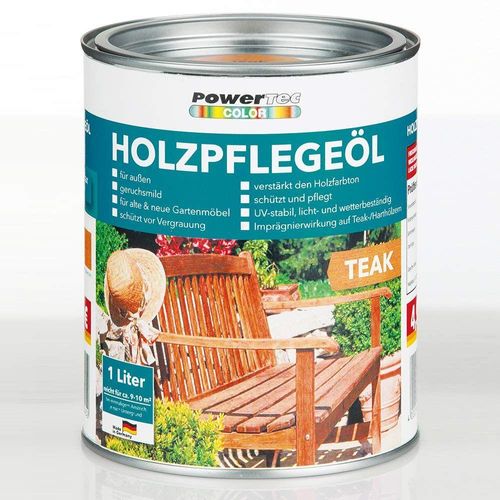 Powertec Color Holzpflegeöl, 1 Liter, Teak