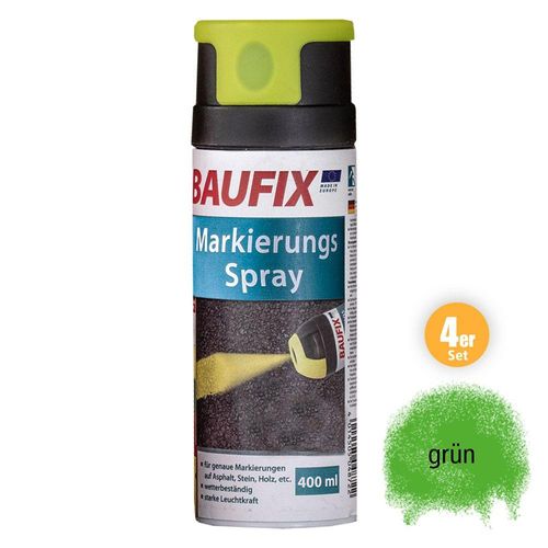 Baufix Markierungsspray - Grün 4-er Set