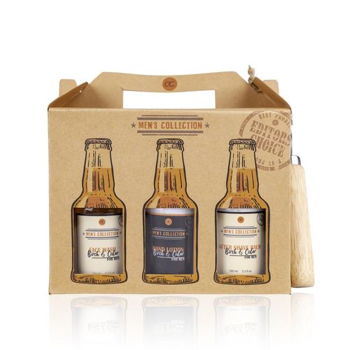 Geschenkset MEN'S COLLECTION in Sixpack Geschenkbox aus Kraftpapier