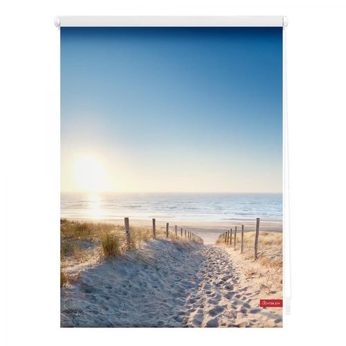 Lichtblick Rollo Klemmfix, ohne Bohren, blickdicht, Ostseestrand - Blau, 80 x 150 cm (B x L)