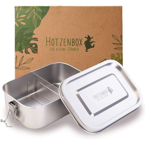 HOTZENBOX Brotdose Edelstahl Premium 800ml Trenner Auslaufsicher - Ideal für die Schule / Kind