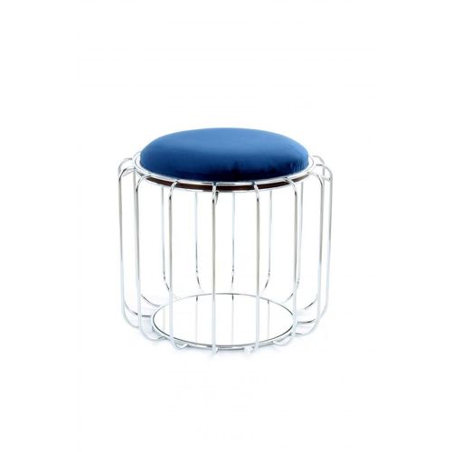 Beistelltisch / Pouf Comfortable 110 Dunkelblau / Silber