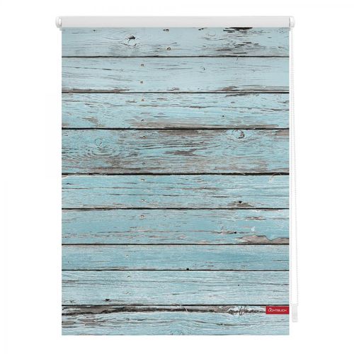 Lichtblick Rollo Klemmfix, ohne Bohren, blickdicht, Bretter-Vintage Petrol, 100 x 150 cm (B x L)