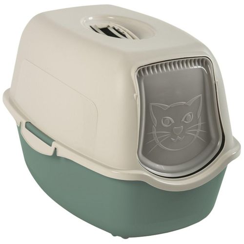 Rotho MyPet Eco Bailey Katzentoilette mit Deckel und Aktivkohlefilter, grün/weiss (recycelt)