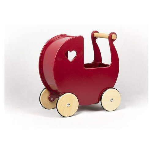 MOOVER Toys - Dänischer Designer Holz-Puppenwagen (solid rot) / dolls pram solid red