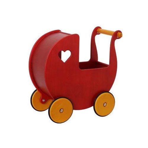 Dänischer Designer Holz-Puppenwagen (rot) / dolls pram red