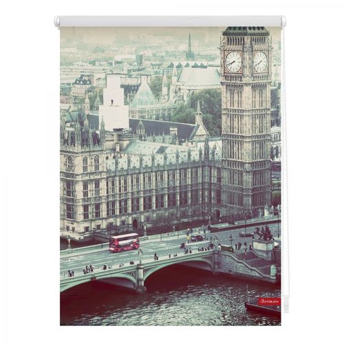 Lichtblick Rollo Klemmfix, ohne Bohren, blickdicht, London Westminster - Grau, 45 x 150 cm (B x L)