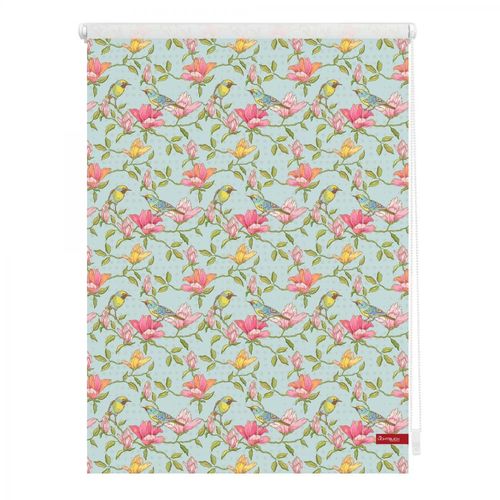 Lichtblick Rollo Klemmfix, ohne Bohren, blickdicht, Birds - Grün Pink, 45 x 150 cm (B x L)