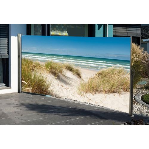 Seitenmarkise mit Fotodruck Ostsee 1,6x3m, links - Auszug rechts