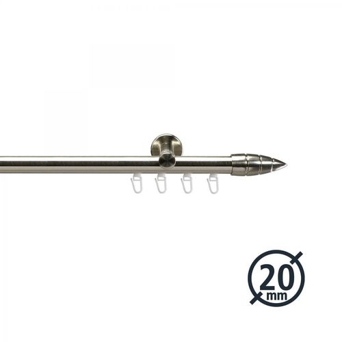 Gardinenstange, Stilgarnitur, Innenlaufgarnitur, Komplettgarnitur - Menorca 20 mm 1-läufig, 200 cm,