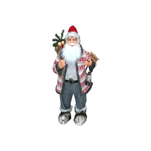 Dekofigur Weihnachtsmann 40 cm mit Schild, Laterne & Sack