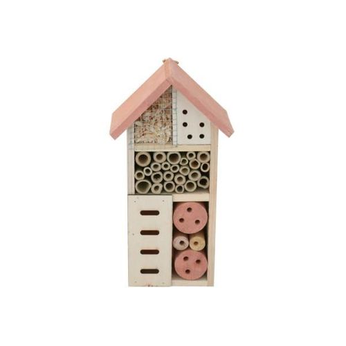 Insektenhotel klein 26x13 cm Bienen Insektenhaus Pinienholz rot