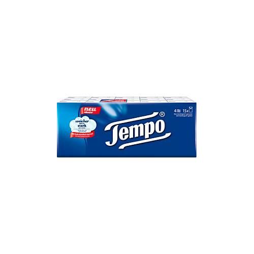 Taschentücher Tempo® Original, 4-lagig, dermatologisch getestet, waschmaschinenfest, biologisch abbaubar, Zellstoff, weiß, 15 Päckchen á 10 Tücher