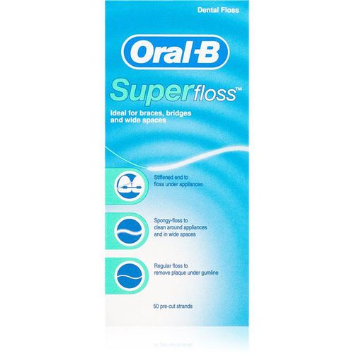 Oral B Super Floss Dentale Flosdraad voor Beugels en Implantaten 50 st