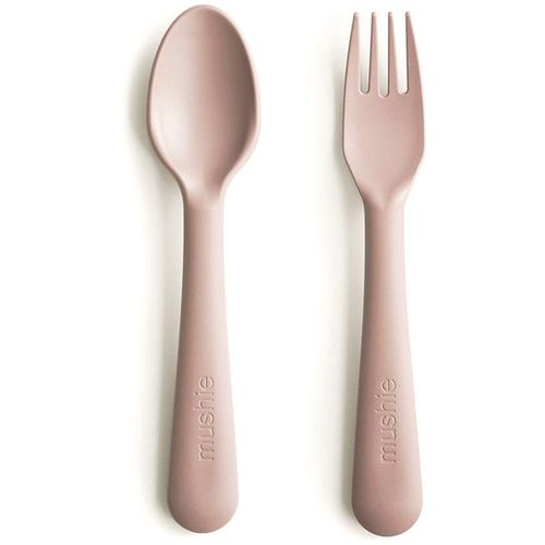 Mushie Fork and Spoon Set bestek Blush 2 st