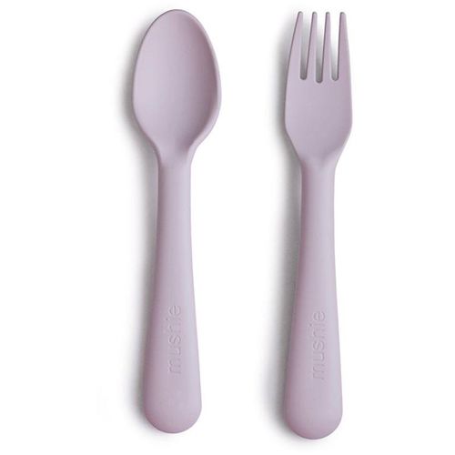 Mushie Fork and Spoon Set bestek Soft Lilac 2 st