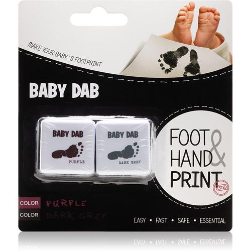 Baby Dab Foot & Hand Print Purple & Grey verf voor kinderafdrukken 2 st
