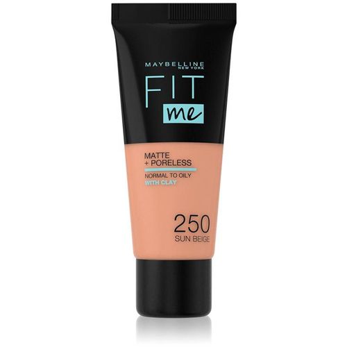 MAYBELLINE NEW YORK Fit Me! Matte+Poreless fond de teint matifiant pour peaux normales à grasses teinte 250 Sun Beige 30 ml