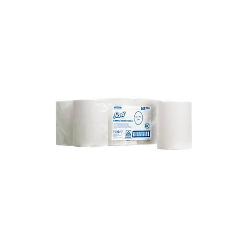 Scott® Handtücher Slimroll 6657, 1-lagig, kompatibel mit diversen Kimberly-Clark™ Papierhandtuch-Spender, Airflex, 6 Rollen á 165 m, weiß