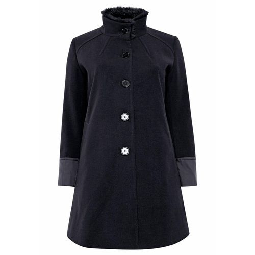Mantel mit Kontrast-Patches, schwarz, Gr.52