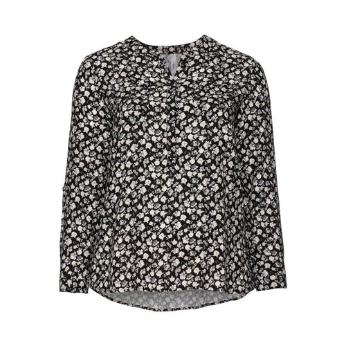 Bluse mit floralem Alloverdruck, schwarz bedruckt, Gr.54