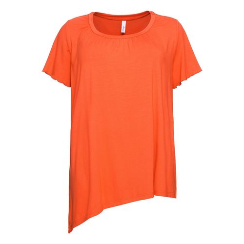 T-Shirt mit diagonalem Saum und Flügelärmeln, orange, Gr.52/54