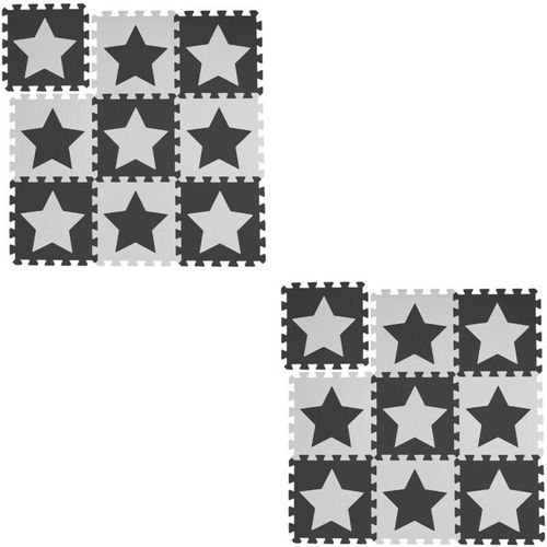 18 tlg. Puzzlematte Sterne, 36 Puzzleteile, eva Schaumstoff, unbedenklich, Spielunterlage 91 x 91 cm, weiß-grau