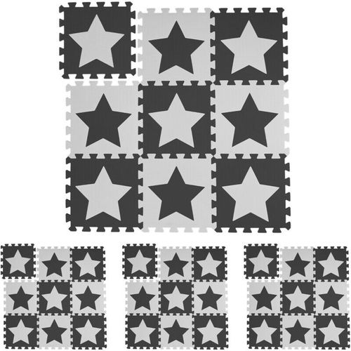 36 tlg. Puzzlematte Sterne, 72 Puzzleteile, eva Schaumstoff, unbedenklich, Spielunterlage 91 x 91 cm, weiß-grau