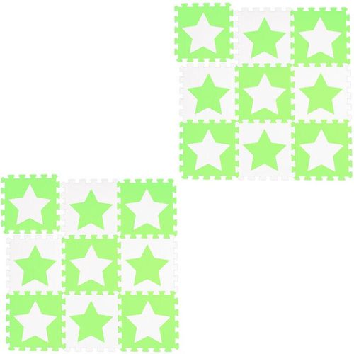 18 tlg. Puzzlematte Sterne, 36 Puzzleteile, EVA Schaumstoff, schadstofffrei, Spielunterlage 1,6 m², weiß-grün