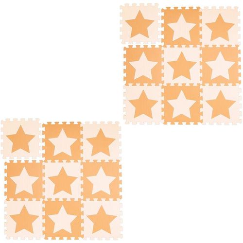 18 tlg. Puzzlematte Sterne, 36 Puzzleteile, EVA Schaumstoff, schadstofffrei, Spielunterlage 1,6 m², orange-beige