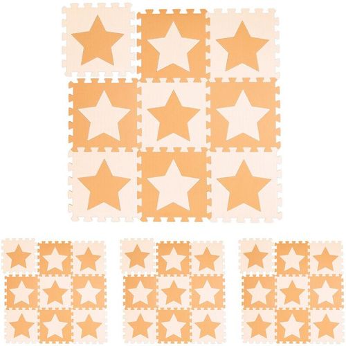 36 tlg. Puzzlematte Sterne, 72 Puzzleteile, EVA Schaumstoff, schadstofffrei, Spielunterlage 3,2 m², orange-beige