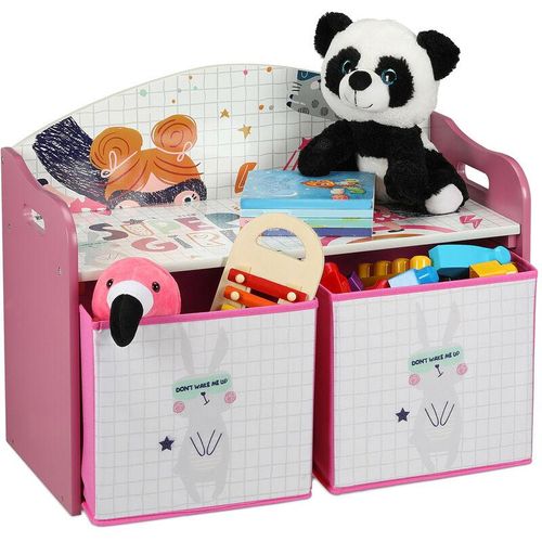 Kinderregal mit 2 Boxen, Heldin-Motiv, Kinderzimmerkommode, hbt: 49x62,5x30 cm, niedriges Spielzeugregal, bunt - Relaxdays
