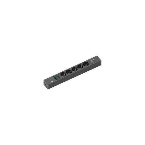 CONNECT LINE Steckdosenleiste 5-fach schwarz, 2 Meter Kabel, 2x USB-A, mit Schalter