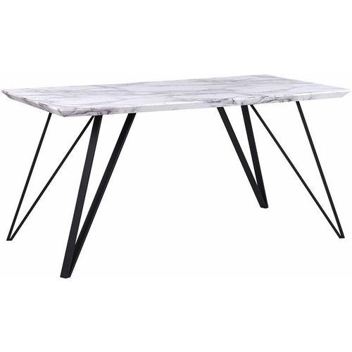 Esstisch Weiß und Schwarz 150 x 80 cm mdf Tischplatte Marmor Optik Matt mit Metallbeinen Rechteckig Modern Glamour Esszimmer Küche Wohnküche